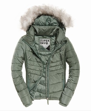 Superdry Luxe Fuji Női Kabát Olivazöld | ORCHK8014